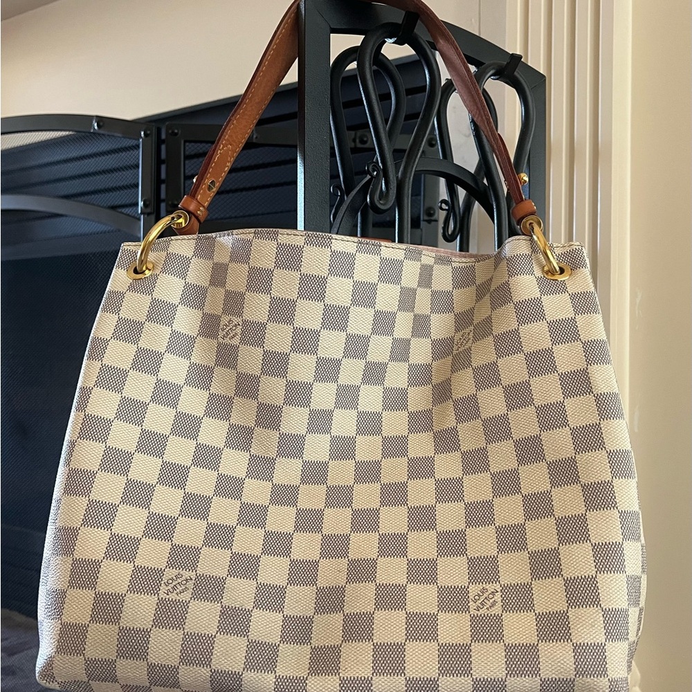Louis Vuitton Checkered Shoulder Bag - Brown and Cream